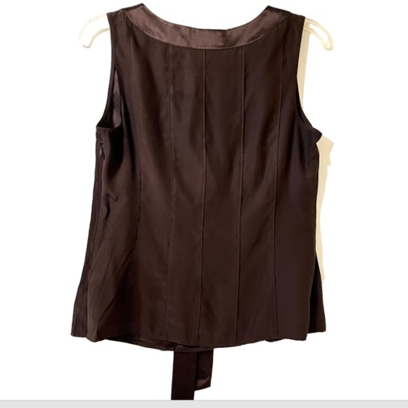 Banana Republic Silk Tank Top Blouse Sz Med Chocolate Brown QuietLuxury - Picture 2 of 4